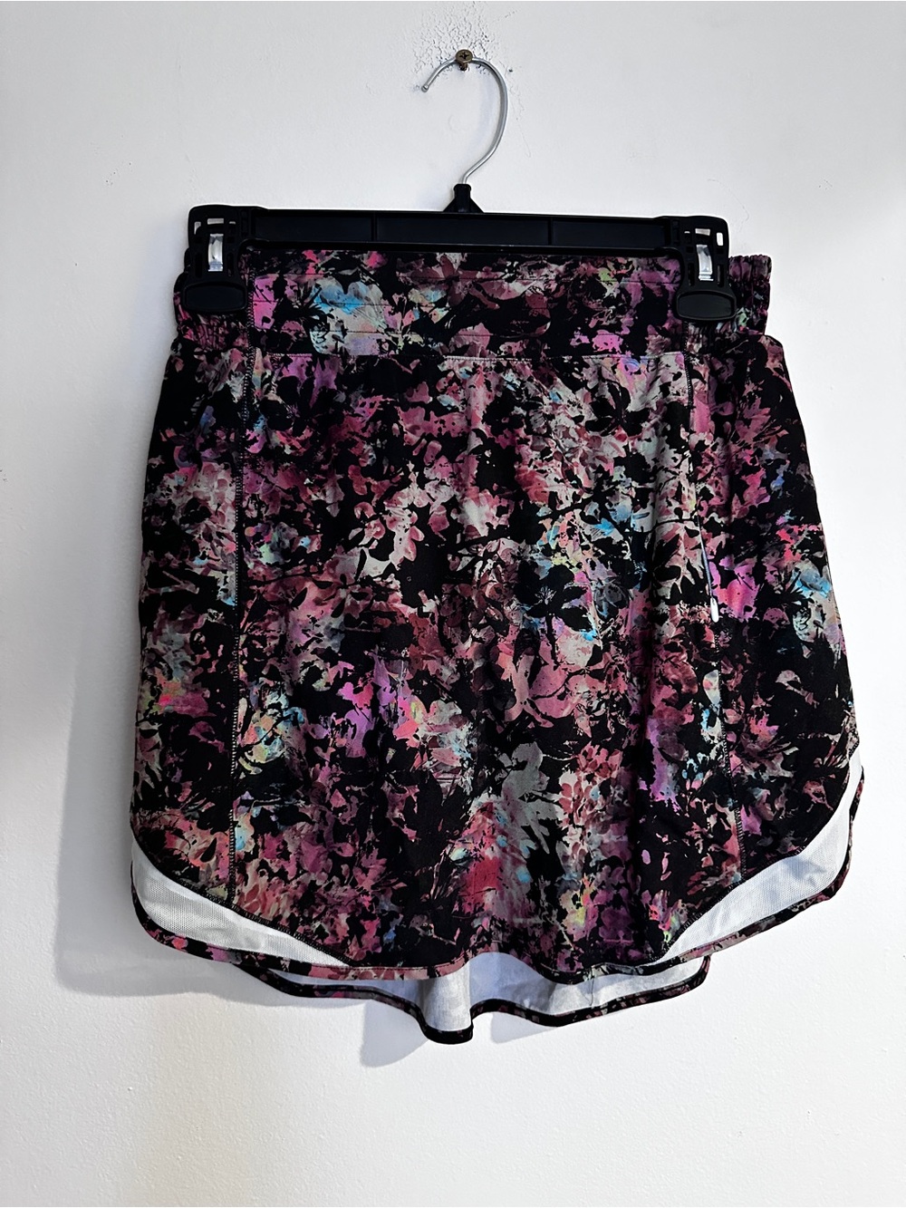 Black Floral Active Skirt with Pink & Purple Accents Lululemon